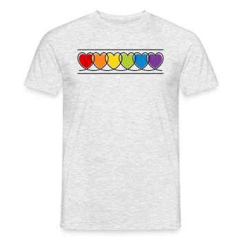 LGBT CSD LGBTQ+ COEUR ARC-EN-CIEL COEURS MOIS DE LA FIERTÉ - T-shirt homme - gris chiné - Devant - AI Model Male 178 dark (178cm)