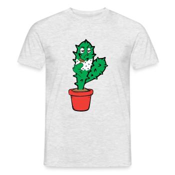 Funny cactus shaves his beard - Men's T-Shirt - heather grey - Front - AI Model Male 178 dark (178cm)