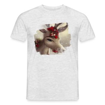 Noël des rennes - T-shirt homme - gris chiné - Devant - AI Model Male 178 dark (178cm)
