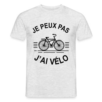 je peux pas j'ai vélo - T-shirt homme - gris chiné - Devant - AI Model Male 178 dark (178cm)