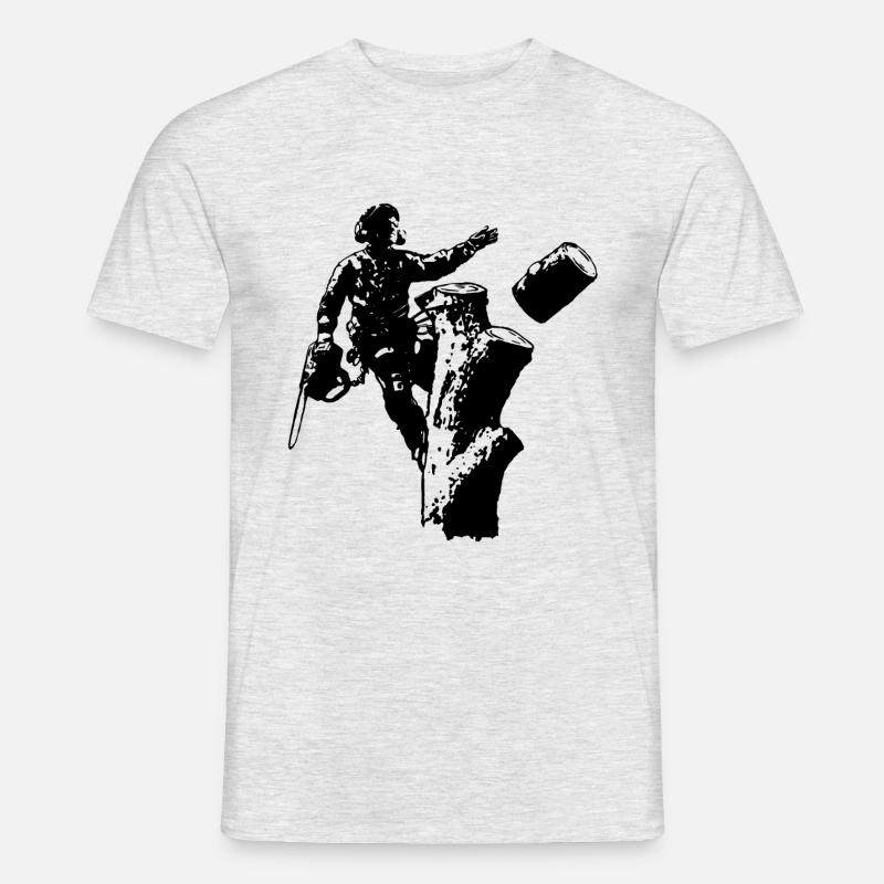 Arborist/Baumkletterer (Silhouette) - Männer T-Shirt - Grau meliert