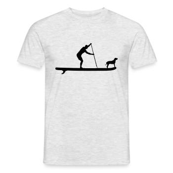 SUP mit Hund - Paddelsport Stand Up Paddle Board - Männer T-Shirt - Grau meliert - Vorne - AI Model Male 178 dark (178cm)