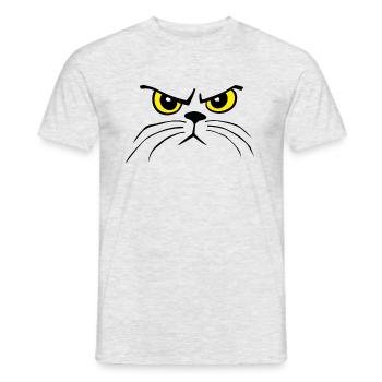 lustige grimmige Katze funny angry cat - Männer T-Shirt - Grau meliert - Vorne - AI Model Male 178 dark (178cm)