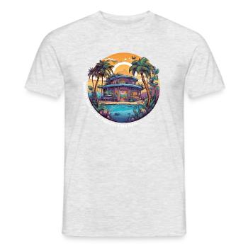 Transportez-vous à une fête sur la plage pixélisée - T-shirt homme - gris chiné - Devant - AI Model Male 178 dark (178cm)