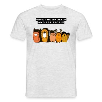 Save the animals and eat people Gift - T-shirt homme - gris chiné - Devant - AI Model Male 178 dark (178cm)