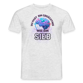 Du hast ein Gedächtnis wie ein Sieb - Männer T-Shirt - Grau meliert - Vorne - AI Model Male 178 dark (178cm)