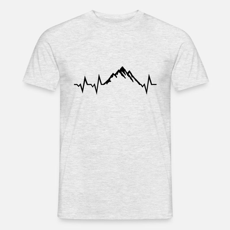 Berg Herzschlag - Männer T-Shirt - Grau meliert