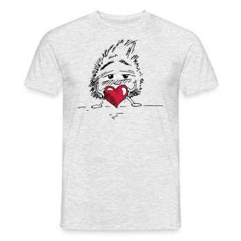 Shy man holds a heart - Men's T-Shirt - heather grey - Front - AI Model Male 178 dark (178cm)