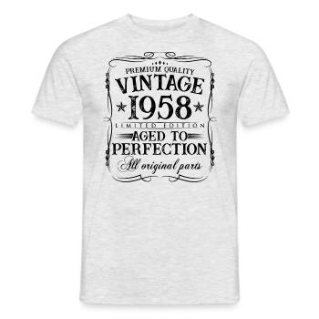 1958 vintage vintage 65 ans cadeau d’anniversaire - T-shirt homme - gris chiné - Devant - AI Model Male 178 dark (178cm)
