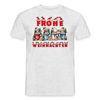 Frohe Weihnachten süße Bande mit Getränken - Männer T-Shirt - Grau meliert - Vorne - AI Model Male 178 dark (178cm)