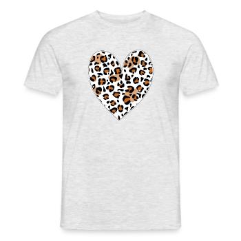 Valentine Love, Leopard Heart, Valentine day - Men's T-Shirt - heather grey - Front - AI Model Male 178 dark (178cm)