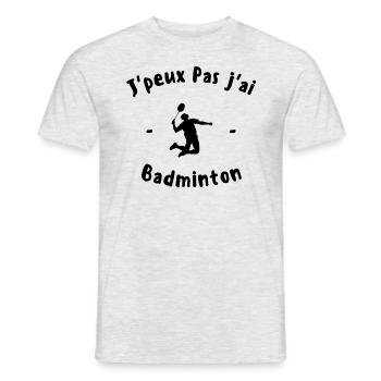 J Peux pas j ai Badminton - T-shirt homme - gris chiné - Devant - AI Model Male 178 dark (178cm)