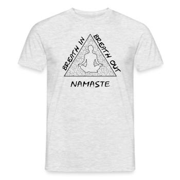 namaste, breath in, breath out - Männer T-Shirt - Grau meliert - Vorne - AI Model Male 178 dark (178cm)