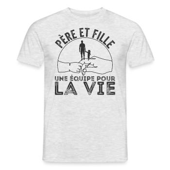 Papa et Fille Humour Papi Drôle Fete des Père - T-shirt homme - gris chiné - Devant - AI Model Male 178 dark (178cm)