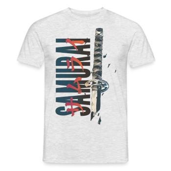 SAMURAI Katana with Kanji - Männer T-Shirt - Grau meliert - Vorne - AI Model Male 178 dark (178cm)