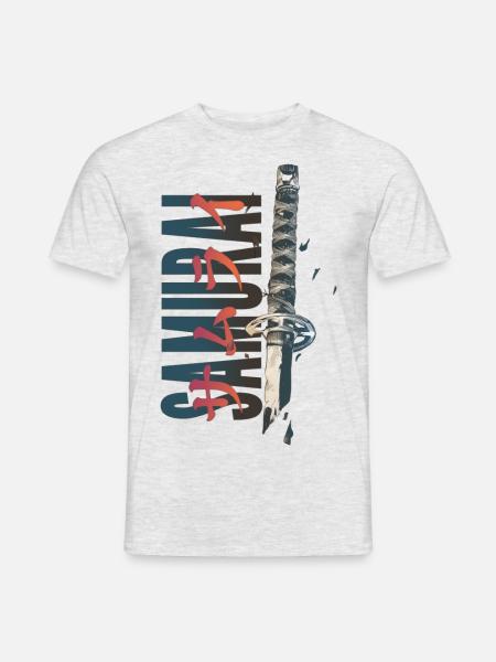 SAMURAI Katana with Kanji - Männer T-Shirt - Grau meliert