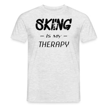skifahren, ski, skiing is my therapy - Männer T-Shirt - Grau meliert - Vorne - AI Model Male 178 dark (178cm)