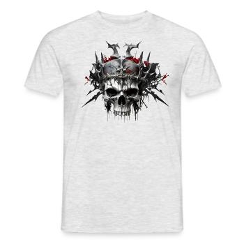 skull with crown - Men's T-Shirt - heather grey - Front - AI Model Male 178 dark (178cm)