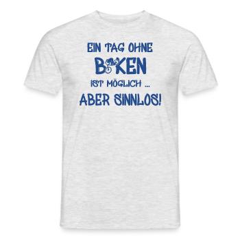 biken, spruch für biker - Männer T-Shirt - Grau meliert - Vorne - AI Model Male 178 dark (178cm)
