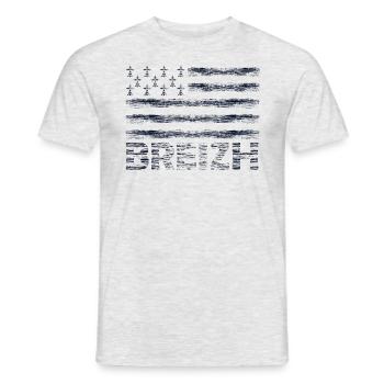 Vintage Breton Flag,BZH,Breizh,Brittany - Men's T-Shirt - heather grey - Front - AI Model Male 178 dark (178cm)