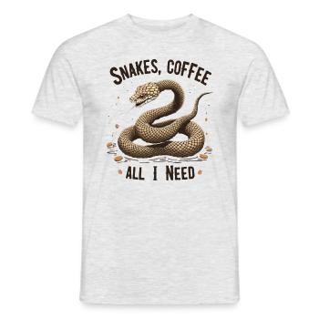 Funny Snake Art Snake Coffee Reptiles - Men's T-Shirt - heather grey - Front - AI Model Male 178 dark (178cm)