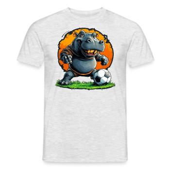 Nilpferde Fussball / Fussballer Nilpferd - Männer T-Shirt - Grau meliert - Vorne - AI Model Male 178 dark (178cm)