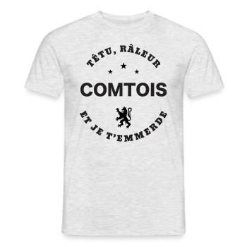 Comtois, têtu, râleur - T-shirt homme - gris chiné - Devant - AI Model Male 178 dark (178cm)