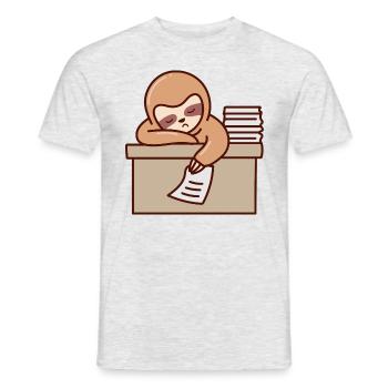 Sloth Working Falling Asleep Office Tired Monday - Men's T-Shirt - heather grey - Front - AI Model Male 178 dark (178cm)