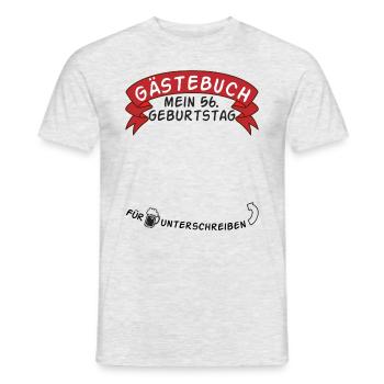Gästebuch Mein 56. Geburtstag Geschenkidee - Männer T-Shirt - Grau meliert - Vorne - AI Model Male 178 dark (178cm)