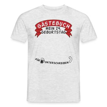 Gästebuch Mein 24. Geburtstag Geschenkidee - Männer T-Shirt - Grau meliert - Vorne - AI Model Male 178 dark (178cm)