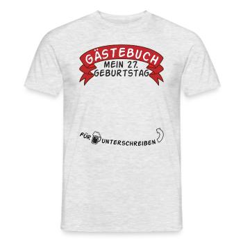Gästebuch Mein 27. Geburtstag Geschenkidee - Männer T-Shirt - Grau meliert - Vorne - AI Model Male 178 dark (178cm)