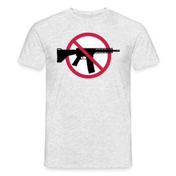Gun Ban Ban Shield (No Weapons Peace) 3C - Men's T-Shirt - heather grey - Front - AI Model Male 178 dark (178cm)