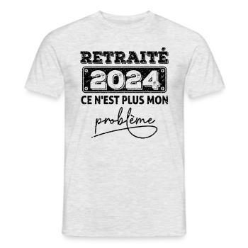 Retraité2024 ce n'est plus mon problème,retraite - T-shirt homme - gris chiné - Devant - AI Model Male 178 dark (178cm)