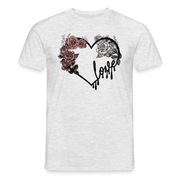 Liebesherz und Rosen dunkles romantisches Design - Männer T-Shirt - Grau meliert - Vorne - AI Model Male 178 dark (178cm)