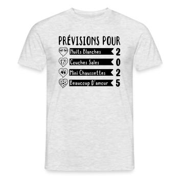 Grossesse Prévisions Pour 2025 - T-shirt homme - gris chiné - Devant - AI Model Male 178 dark (178cm)