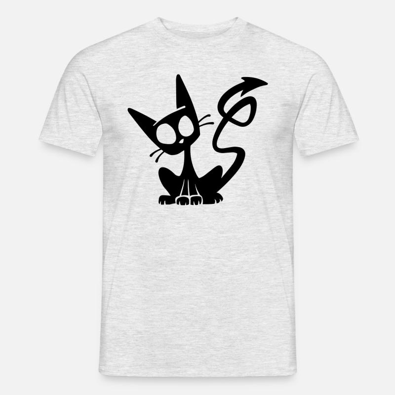 Teufel Schwarze Katze - Männer T-Shirt - Grau meliert