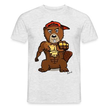 Beaver Fist Of Fur(r)y - Männer T-Shirt - Grau meliert - Vorne - AI Model Male 178 dark (178cm)