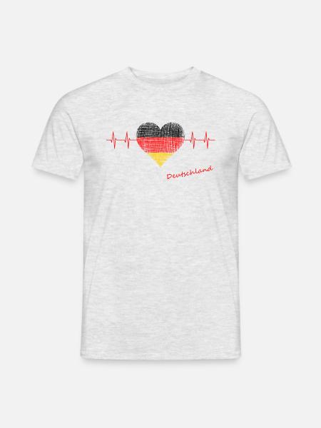 Deutschland Herzschlag - Männer T-Shirt - Grau meliert