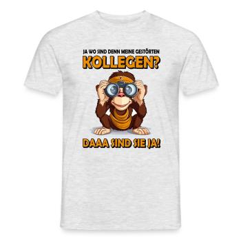 Kollegen Geschenk Wo sind denn meine Kollegen Affe - Männer T-Shirt - Grau meliert - Vorne - AI Model Male 178 dark (178cm)