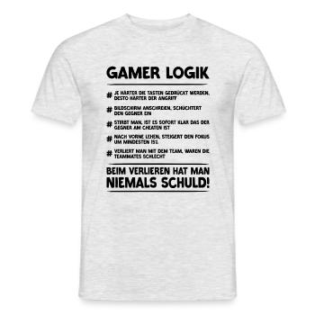 Gamer Logik | Gaming & Zocken - Männer T-Shirt - Grau meliert - Vorne - AI Model Male 178 dark (178cm)
