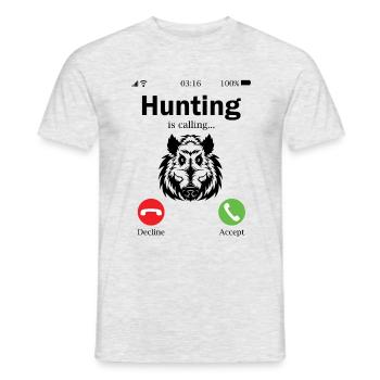 Les sangliers appellent je dois aller à la chasse - T-shirt homme - gris chiné - Devant - AI Model Male 178 dark (178cm)