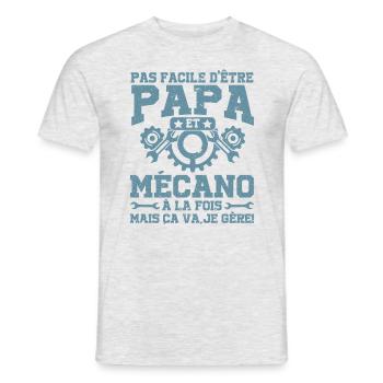 Papa Et Mécano À La Fois Mais Ça Va Je Gère - T-shirt homme - gris chiné - Devant - AI Model Male 178 dark (178cm)