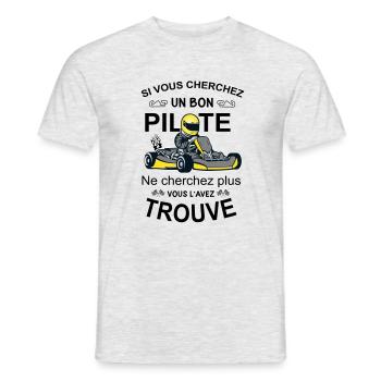 Pilote de Course - Karting - T-shirt homme - gris chiné - Devant - AI Model Male 178 dark (178cm)