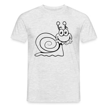 escargot drôle manger salade - T-shirt homme - gris chiné - Devant - AI Model Male 178 dark (178cm)