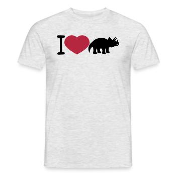 i love heart love triceratops horns silhouette bla - Men's T-Shirt - heather grey - Front - AI Model Male 178 dark (178cm)
