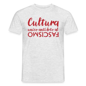 La culture est le seul antidote au fascisme - T-shirt homme - gris chiné - Devant - AI Model Male 178 dark (178cm)