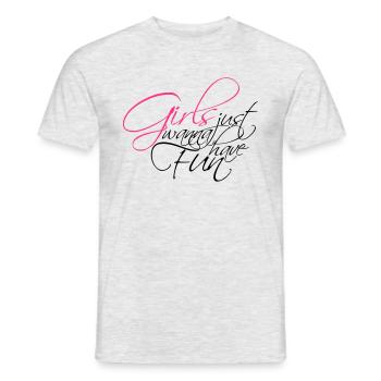 serifen cool design logo girls just wanna have fun - Männer T-Shirt - Grau meliert - Vorne - AI Model Male 178 dark (178cm)