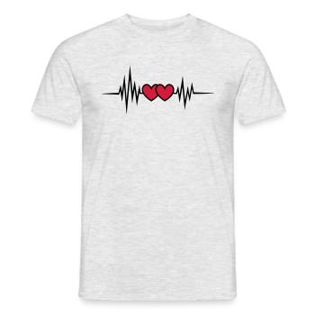 Puls, Frequenz, Valentinstag, 2 Herzen, I love you - Männer T-Shirt - Grau meliert - Vorne - AI Model Male 178 dark (178cm)
