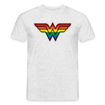 Justice League Wonder Woman Rainbow Logo - Men's T-Shirt - heather grey - Front - AI Model Male 178 dark (178cm)
