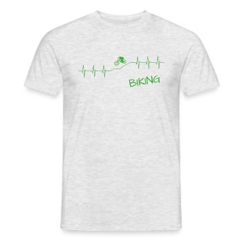 Biken Heartbeat Mtb downhill - Männer T-Shirt - Grau meliert - Vorne - AI Model Male 178 dark (178cm)